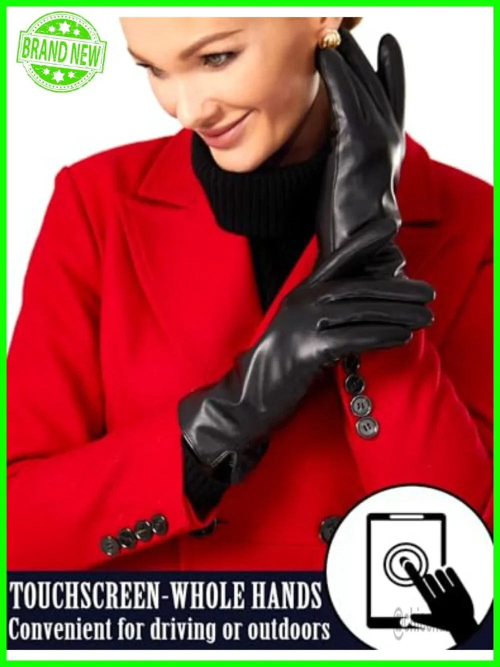 Super Warm Fur Lined Leather Gloves Touchscreen Texting Driving